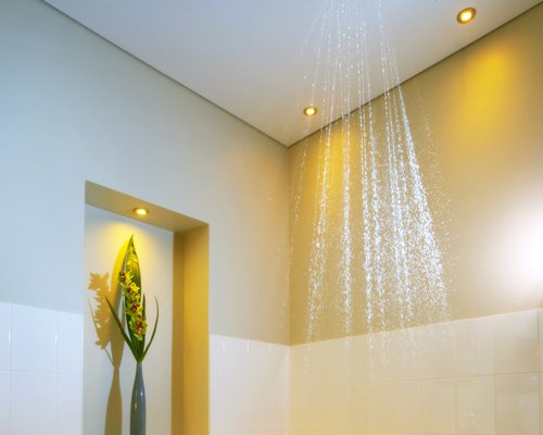 A bathroom with shower.