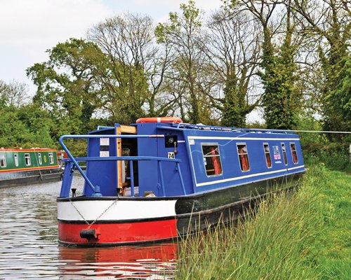 A scenic view of canal boats.