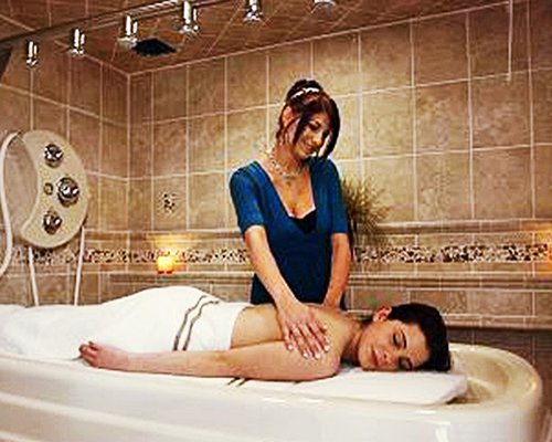 A woman enjoying a massage.