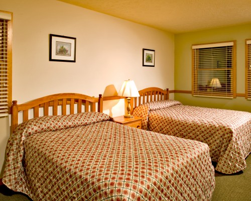 A WELL FURNISHED BEDROOM WITH TWO BEDS.