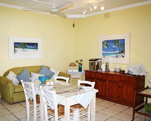 An open plan living and dining area.