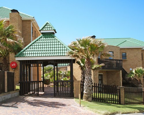 The entrance of multiple resort units.