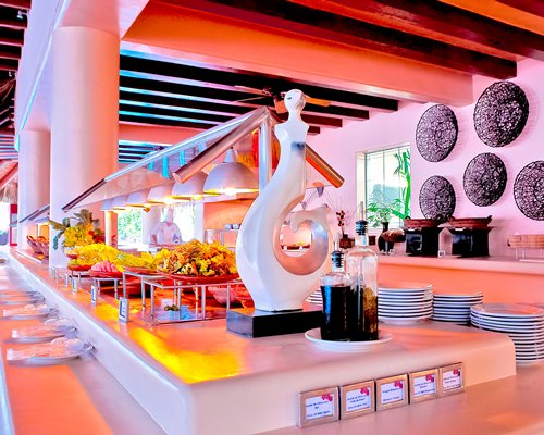 An indoor buffet area.