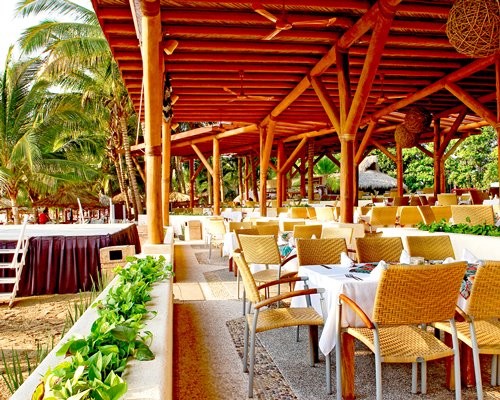 Covered outdoor restaurant.