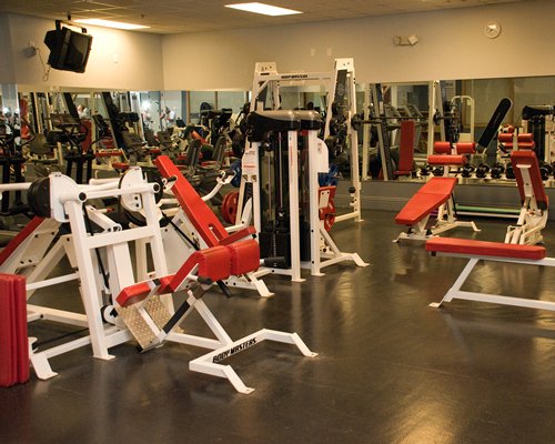 A well equipped indoor fitness center.