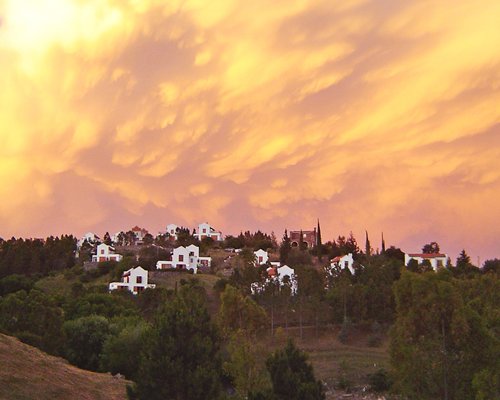 A dusk view of the Los Molinos Hotel And Resort properties surrounded by the trees.