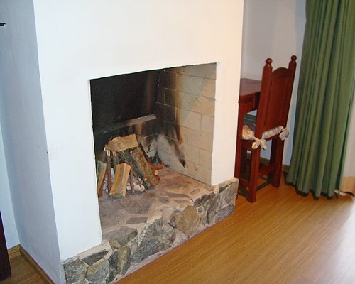 Living room with a fireplace.