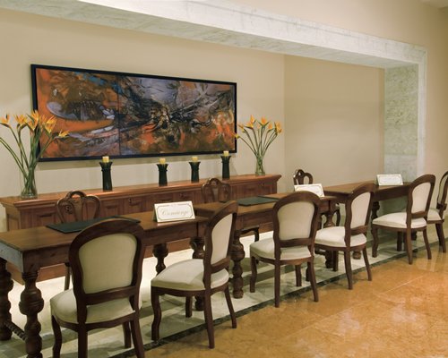 An indoor fine dining restaurant at the resort.