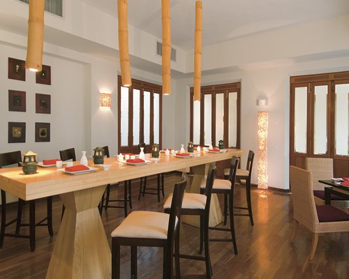 An indoor fine dining restaurant at the resort.