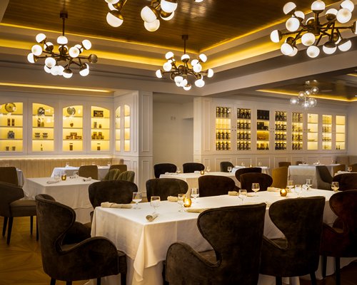 A well equipped bar with dining.