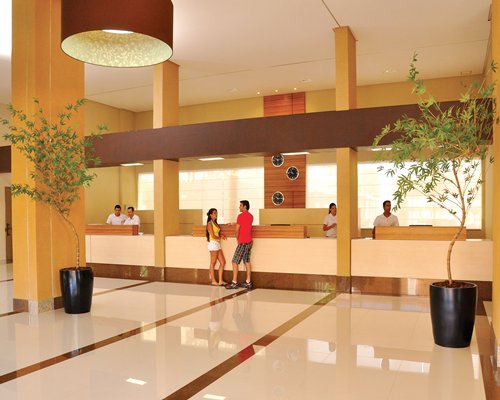 A well furnished large reception at the hotel.