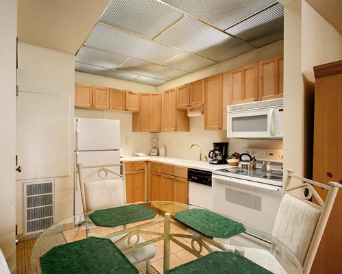 An open plan kitchen and dining area.