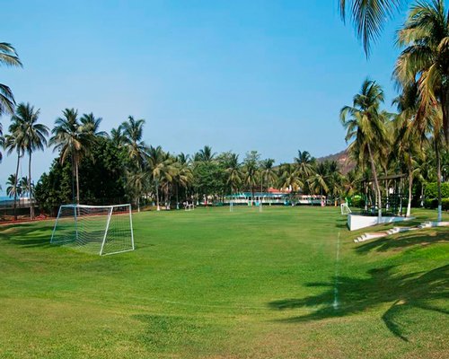 A well maintained outdoor football court.