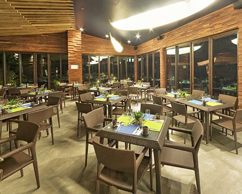 An indoor fine dining restaurant at the resort.