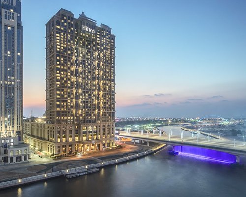 Aerial view with a waterway at AI Habtoor City