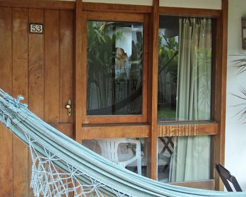 A view of the hammock on the patio.