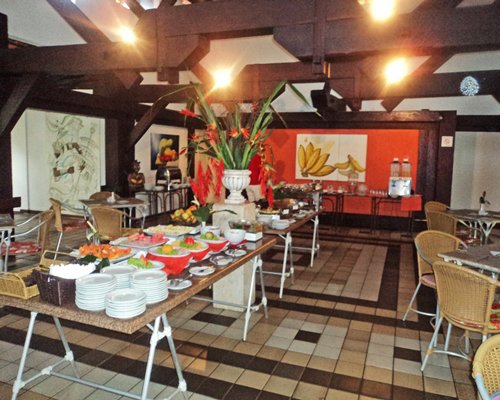 An indoor fine dining restaurant at the resort.
