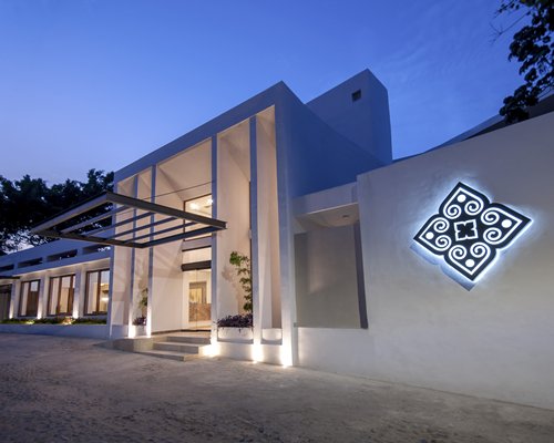An exterior view of the resort unit entrance.