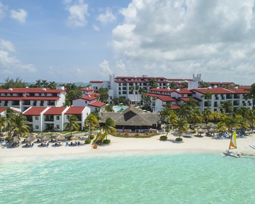 An exterior view of the multi story resort unit.
