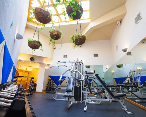 An indoor well equipped fitness center.