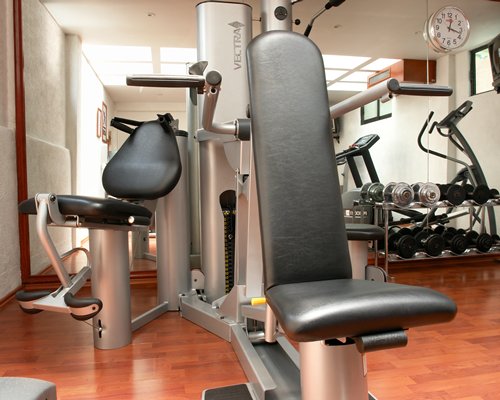 A well equipped fitness center.