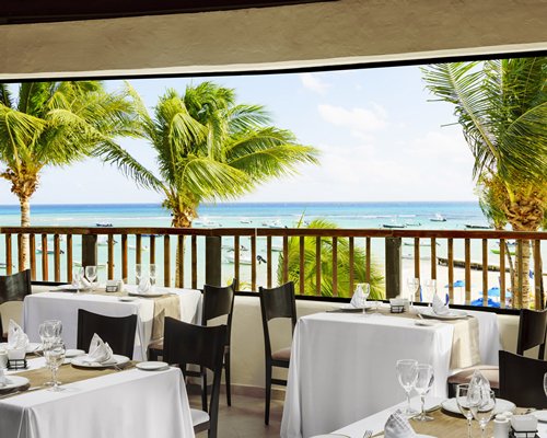 A fine dining restaurant overlooking the sea.