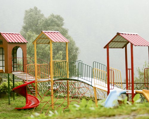 A view of an outdoor playscape.