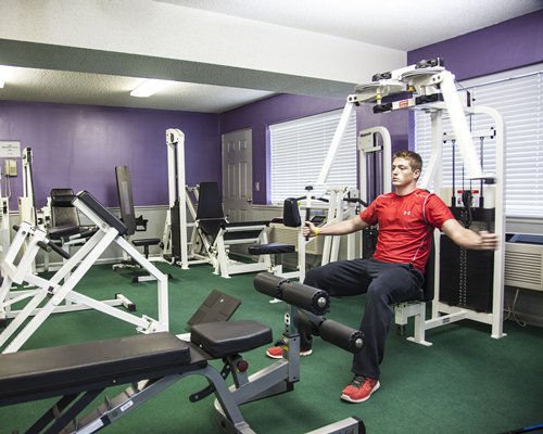 A well equipped indoor fitness center.