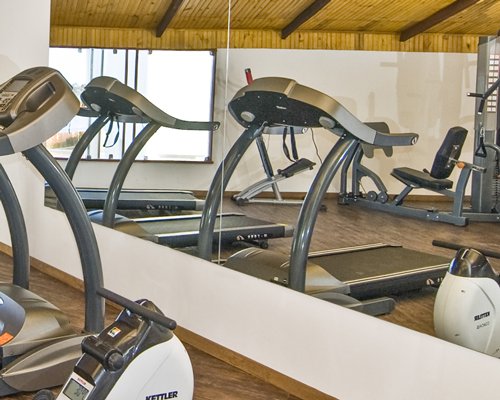 A well equipped fitness center.