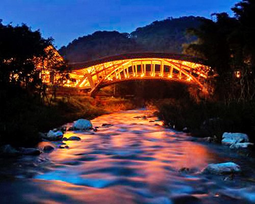 A bridge at night.