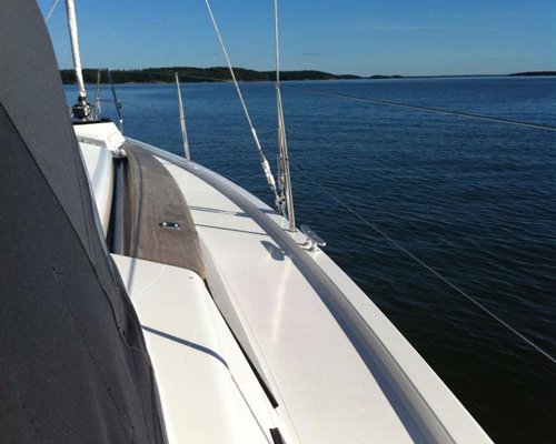 View of the open water from a boat.