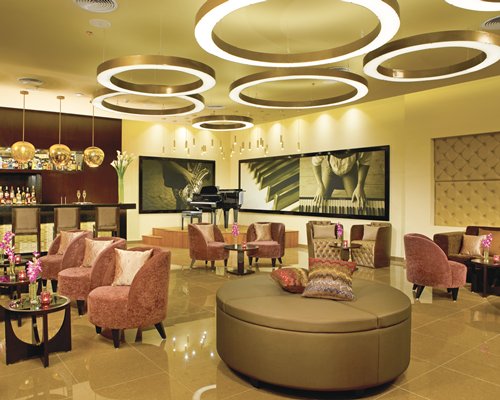 A well equipped indoor bar with dining area.