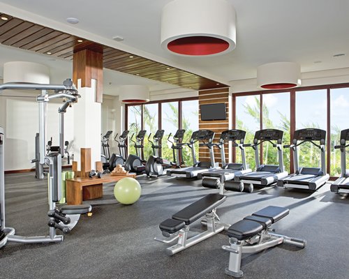 A well equipped fitness center.