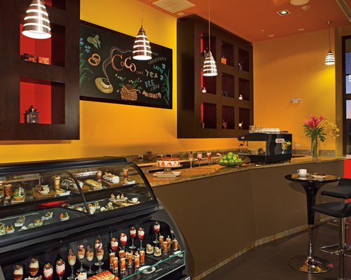 An interior of a cafe.