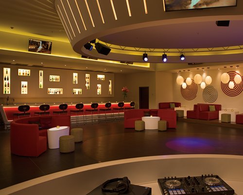 An indoor bar with lounge area.