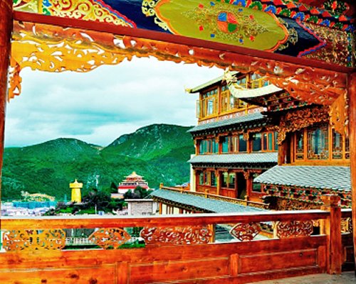 A balcony view of the mountains.