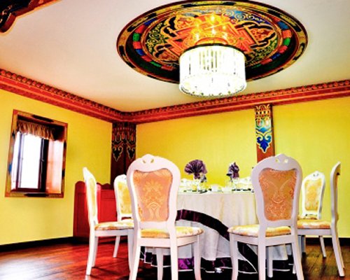 An indoor fine dining restaurant at the resort.