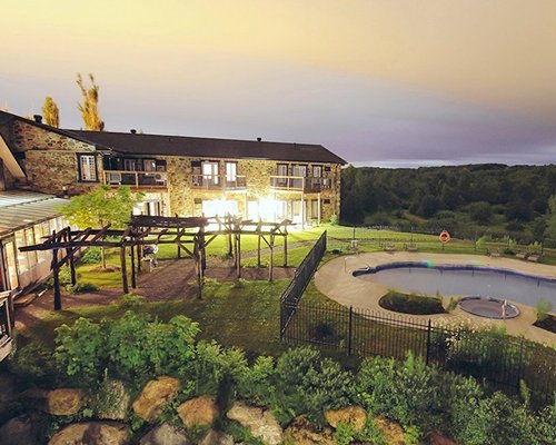 Scenic exterior view of the resort unit at night.