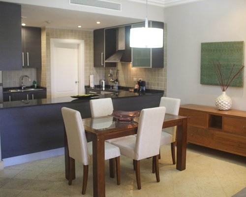 A well furnished living room with patio.