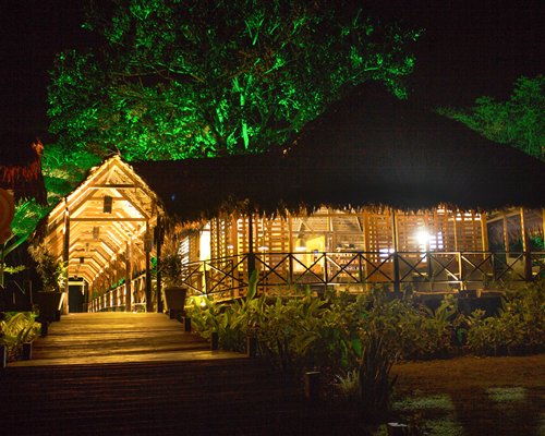 An exterior view of the Hotel On Vacation Amazon at night.