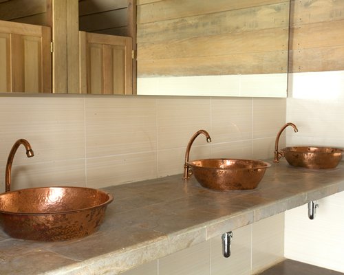A triple sink vanity.