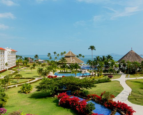 Aerial view with the pool and the beach at Panama