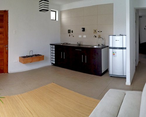 Living room with an open plan kitchen.