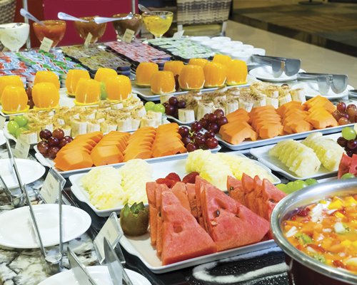 View of confectioneries placed on a table.