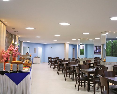 A buffet in an indoor fine dining area at the resort.