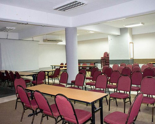 A well equipped indoor fitness center.