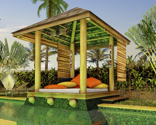 A cabana by pool.
