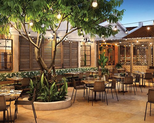 restaurant patio seating at Dreams Curacao Resort, Spa & Casino