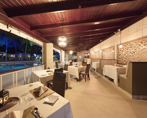 An indoor fine dining restaurant at the resort.