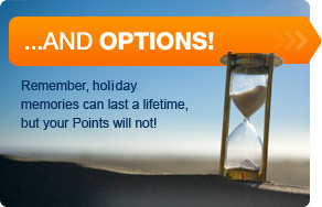 ...And OPTIONS! - Remember, vacation memories can last a lifetime, but your Points will not!